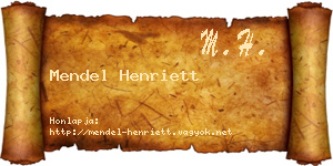 Mendel Henriett névjegykártya